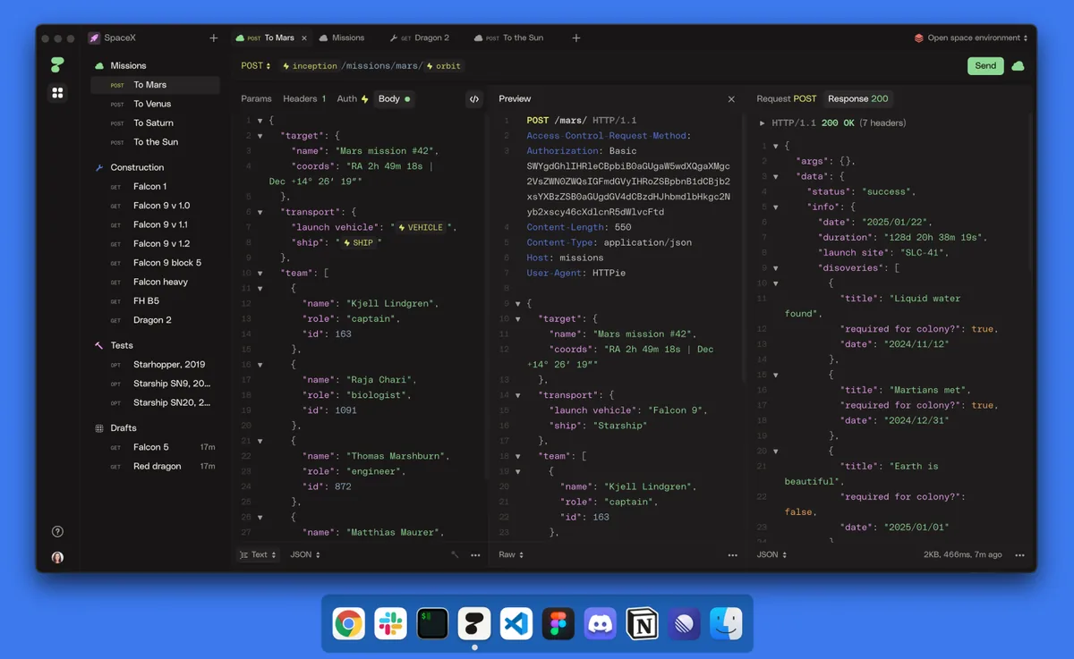 Captura de la interfaz de HTTPie Desktop en macOS, Versión escritorio del clásico CLI HTTPie. Mantiene la filosofía de sintaxis humana del co…