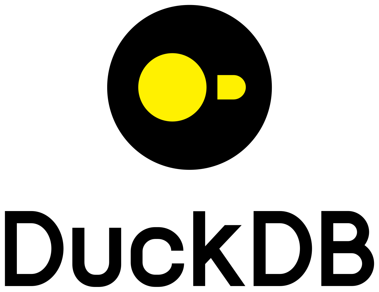 Official DuckDB logo with the distinctive yellow duck, representing the embedded analytical engine that reads Parquet, CSV, and remote data without a server or additional infrastructure