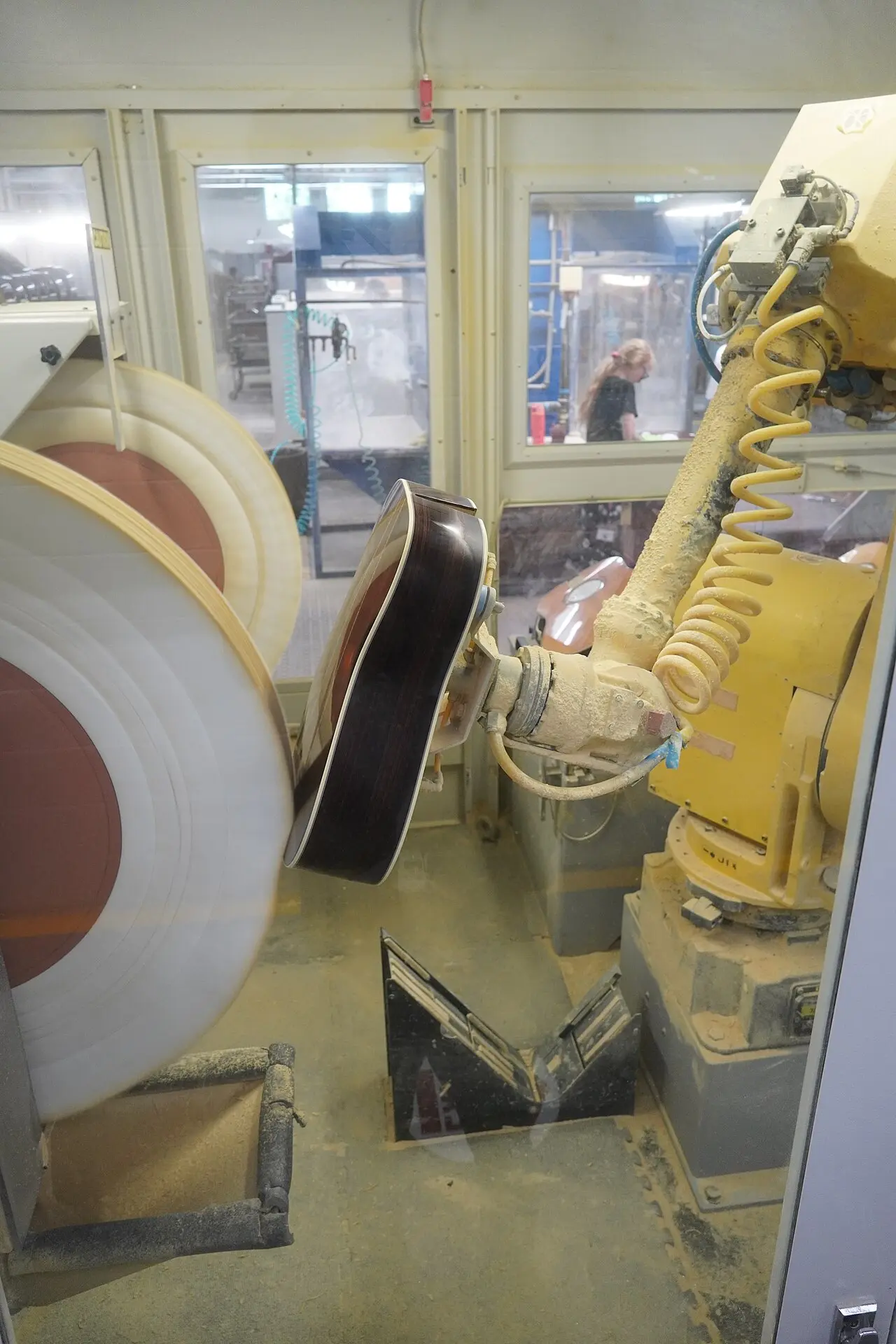 Industrial robotic arm on a production line performing precision operations