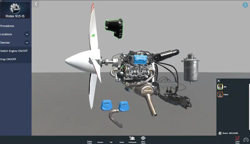 Virtual replica synchronised with real sensors: the digital model receives real-time data to simulate the behaviour of the physical system